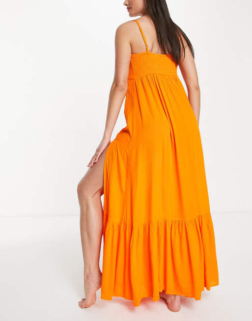 river island orange maxi dress