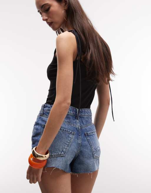 River Island ripped pocket denim shorts in denim, 4 of 5