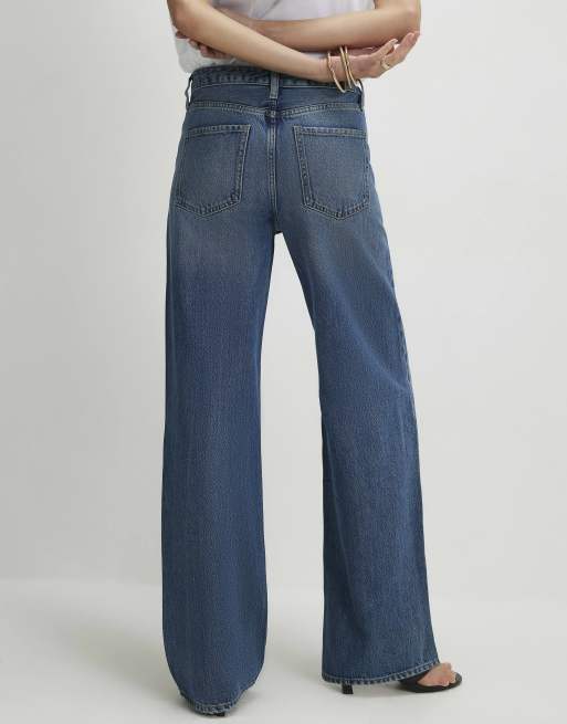 River Island Ripped relaxed straight jeans in medium blue, 4 of 4
