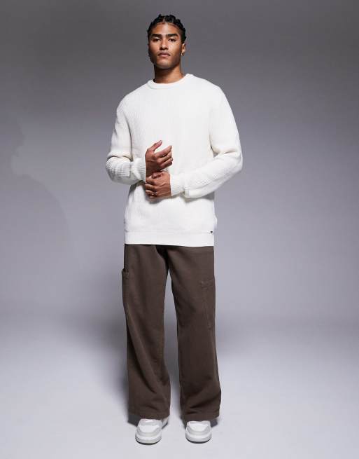 River Island – Rippstrick-Pullover in Ecru mit Rundhalsausschnitt , 2 von 5
