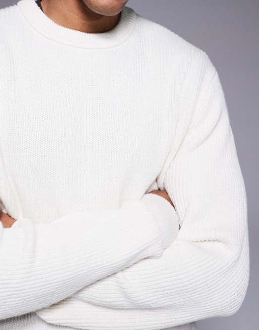 River Island – Rippstrick-Pullover in Ecru mit Rundhalsausschnitt , 4 von 5