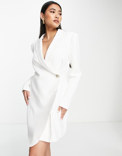 River Island Robe blazer coupe portefeuille Blanc