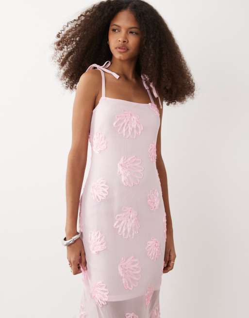 River Island - Robe longue avec coquillages brodés - Rose, 2 de 4