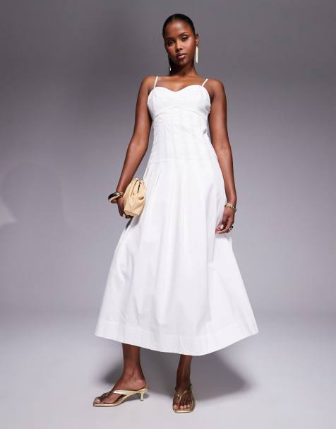 River Island - Robe mi-longue style corset - Blanc - view 1