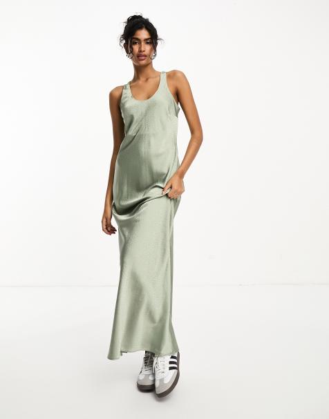 River Island - Robe nuisette longue à clous - Sauge - view 1