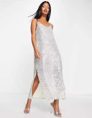 Robe Pull Femme River Island - Taille 8, Couleur Blanc Et Argent Avec Ornements - Occasion Très Bon état