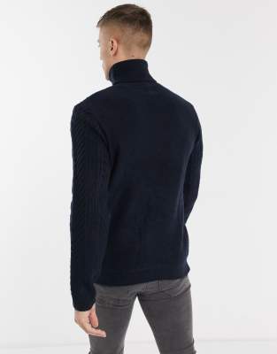 black roll neck chunky jumper