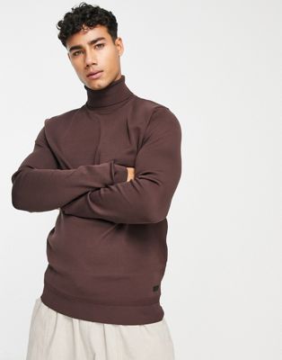 River Island roll neck jumper in brown