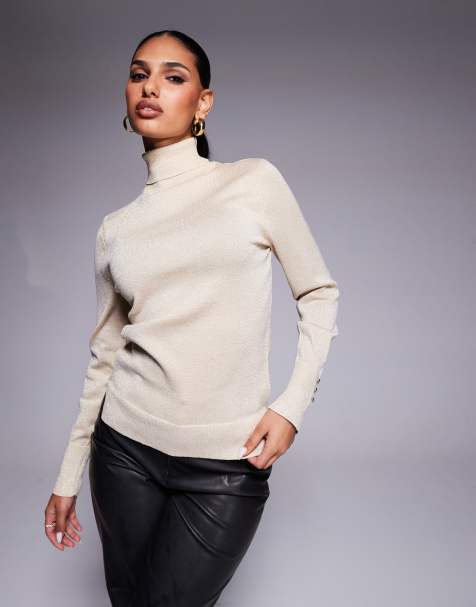 River Island roll neck jumper in cream - view 1