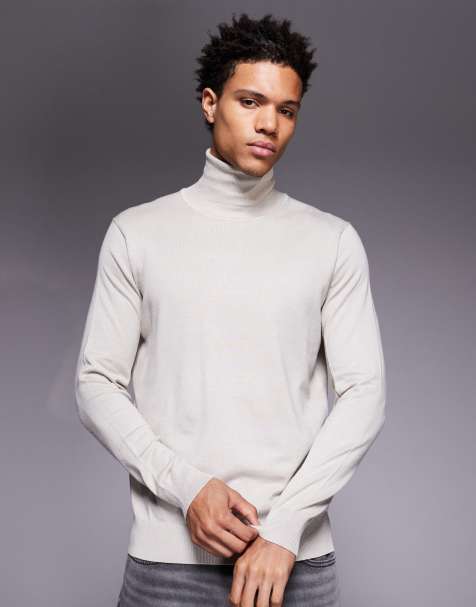 River Island roll neck knitted sweater in ecru - view 1