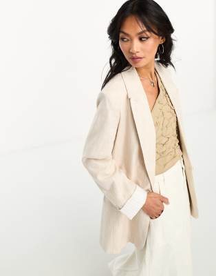 Beige blazer sale river island