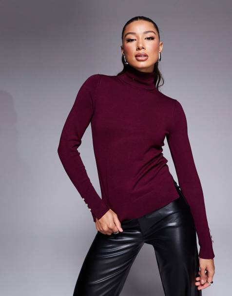 River Island – Rollkragenpullover in Dunkelrot - view 1