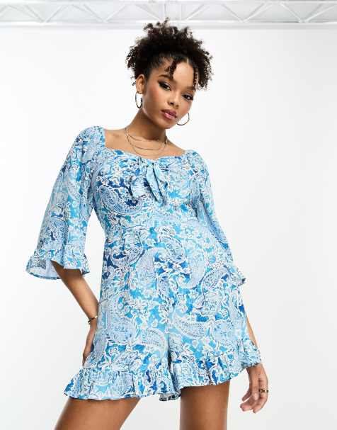 River Island romper with tie front detail in multi - view 1