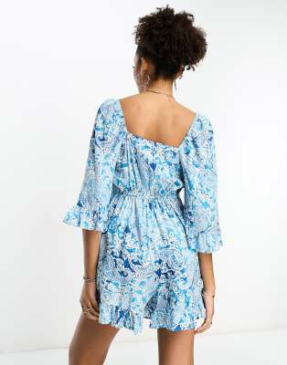 River Island Romper With Tie Front Detail In Multi