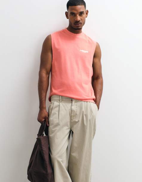 River Island – Rött, ärmlöst linne med tvättad finish och tryck - view 1