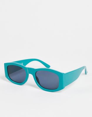 River Island round framed sunglasses in dark green | ASOS