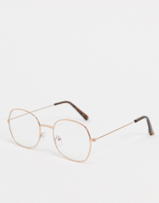 River Island round glasses with clear lens in gold