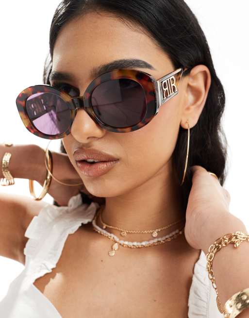 River Island Round Sunglasses In Tortoiseshell Asos 