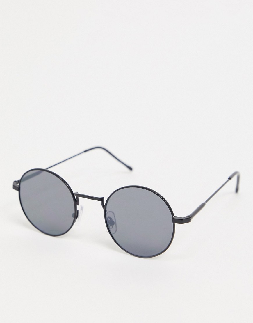 River Island round sunglasses with flat lens in black