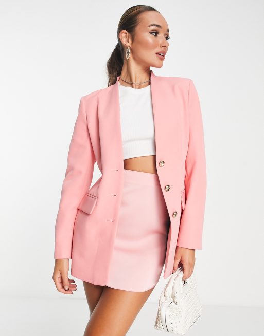 River Island – Różowa dopasowana marynarka zapinana na trzy guziki, część zestawu