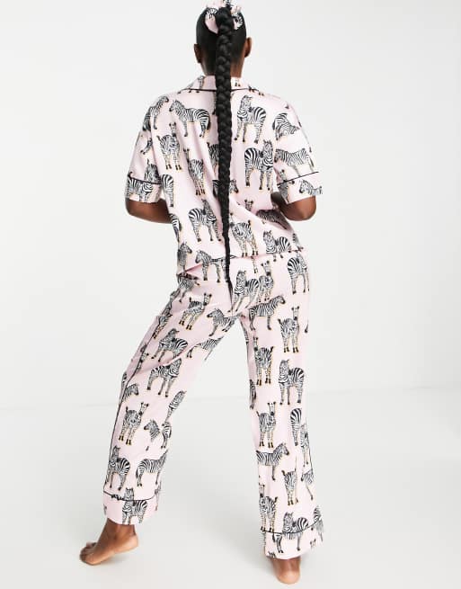 River Island – Różowa piżama w zebry z pasującą gumką, 2 z 4