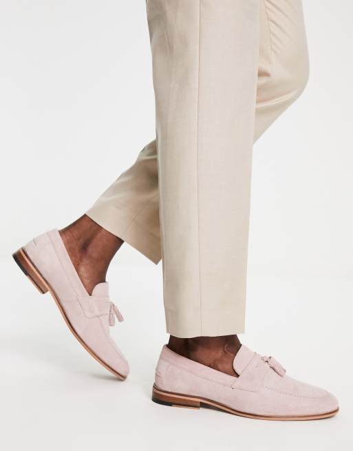River Island – Różowe loafersy z zamszu z frędzlami