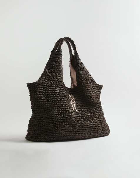 River Island Rr raffia shopper bag in brown - dark - view 1