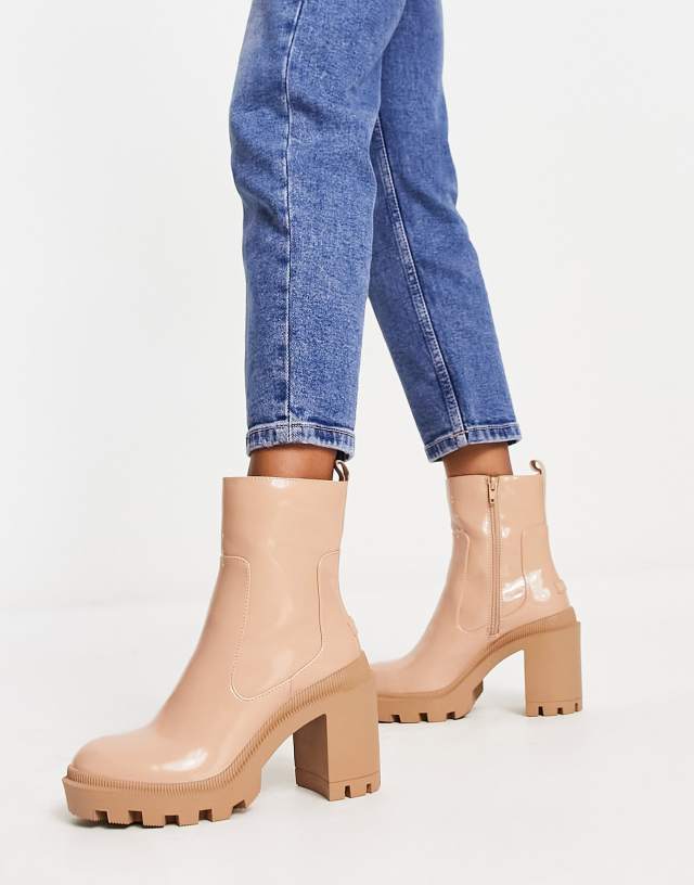 River Island rubber heeled boot in beige