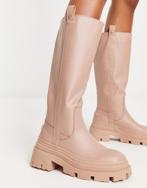 Light beige best sale knee high boots