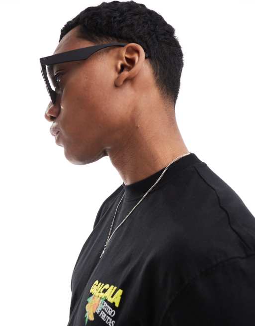 River Island rubberised sunglasses in black ASOS