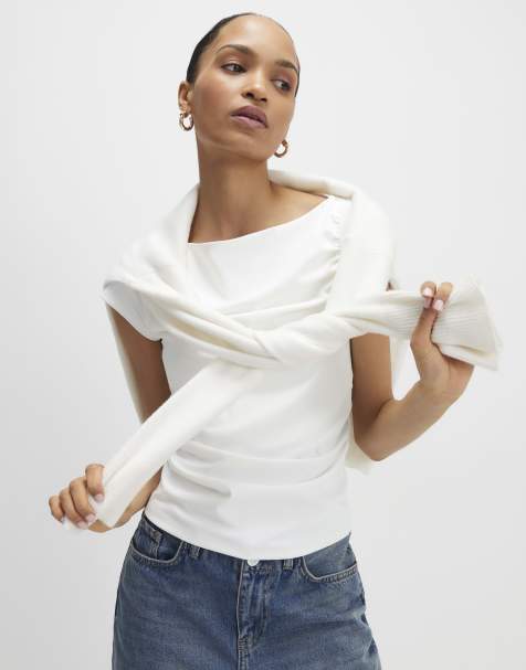 River Island Ruched 2 pack t-shirt in black & white