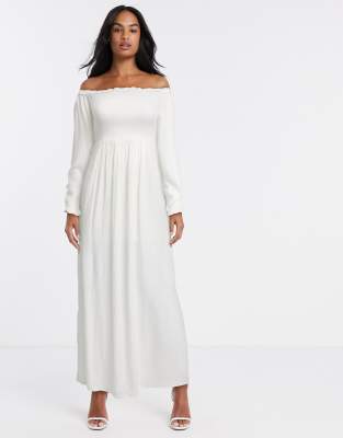 long sleeve bardot maxi dress