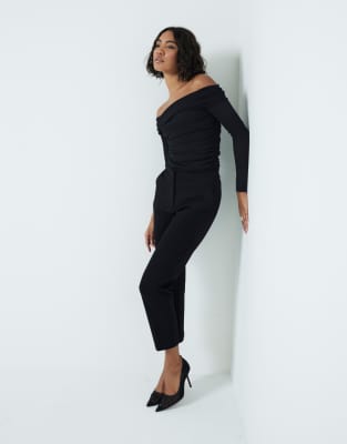 RIVER ISLAND RUCHED BARDOT TOP 