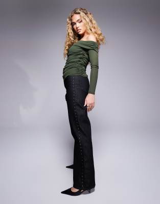 RIVER ISLAND RUCHED BARDOT TOP 
