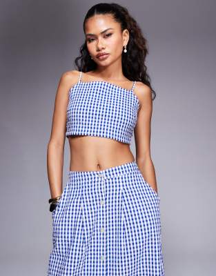 River Island Ruched Gingham Bralette Top