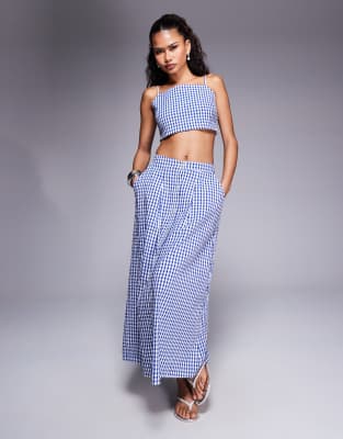 RIVER ISLAND RUCHED GINGHAM BRALETTE TOP 