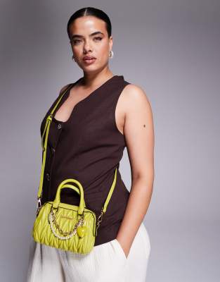 ruched mini bag in lime-Green