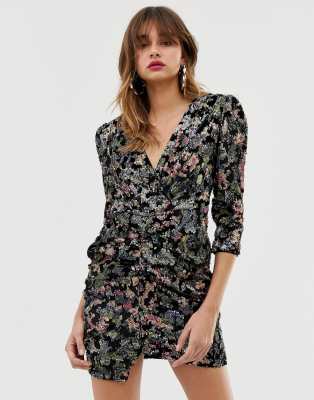 river island wrap dress with lace detail