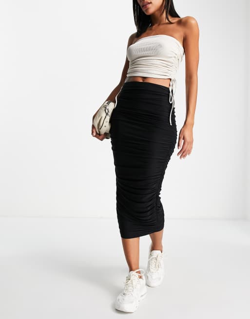 Black and white outlet skirt river island