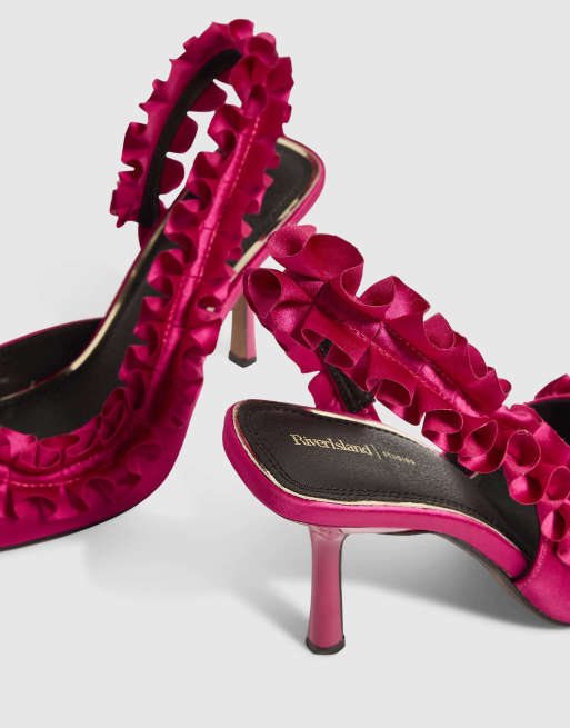 River Island Ruched slingback court heels in pink, 3 of 4