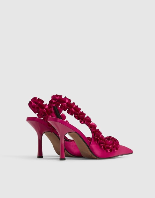 River Island Ruched slingback court heels in pink, 4 of 4