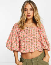 Raga Flores cropped tie waist top co-ord in multi | ASOS