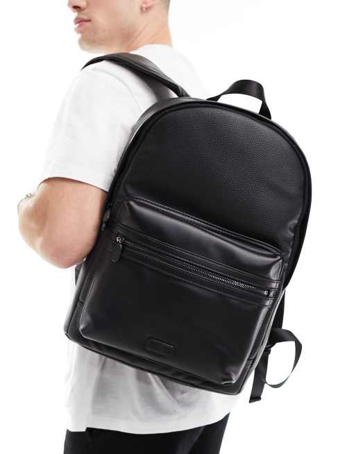 River Island zip pocket backpack in black