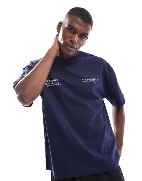 River Island Rue Saint-Dominique oversized t-shirt in navy - view 1