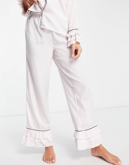 River Island ruffle hem pajama bottom in pink part of a set ASOS