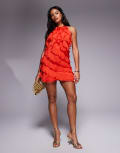 [River Island] River Island ruffle mini dress in orange 8 ORANGE