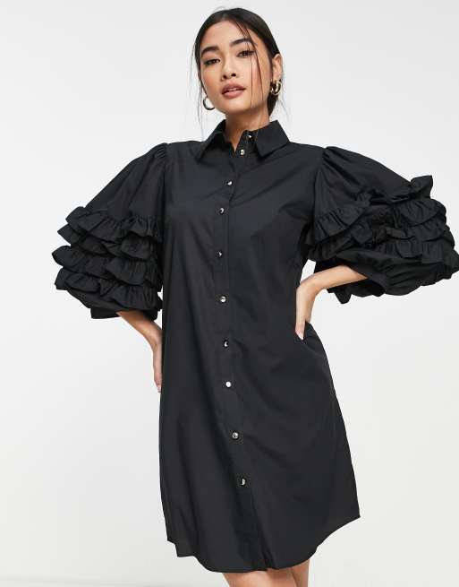 Shirt dress with puff hot sale sleeves