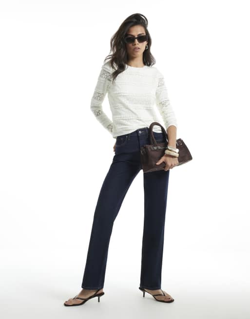 River Island Ruffle textured lace top in cream, 2 of 4