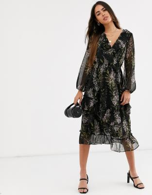 very black floral dress