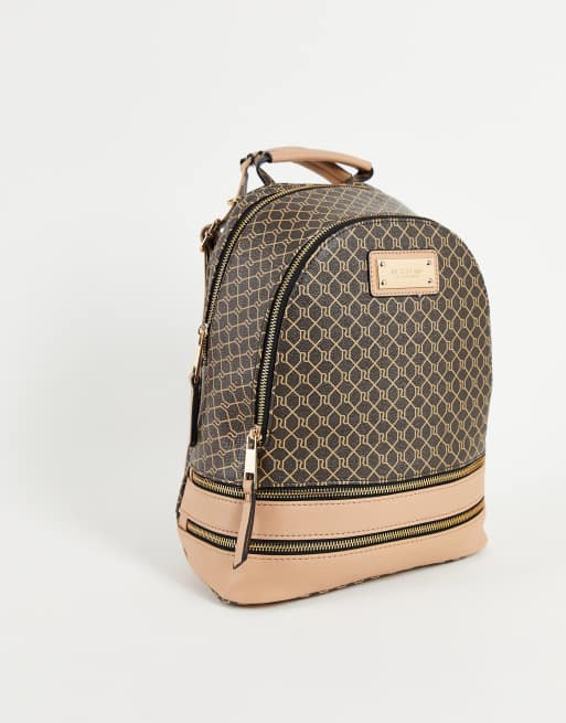 River Island - Rugzak met monogramprint in bruin